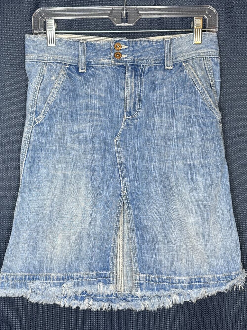 AG Adriano Goldschmied Obsession Denim Skirt, Size 28 Western Preppy Raw Hem